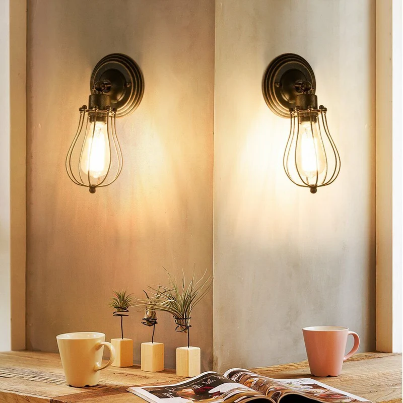 Industrielle Retro vintage Käfig wandleuchte ~ 2908