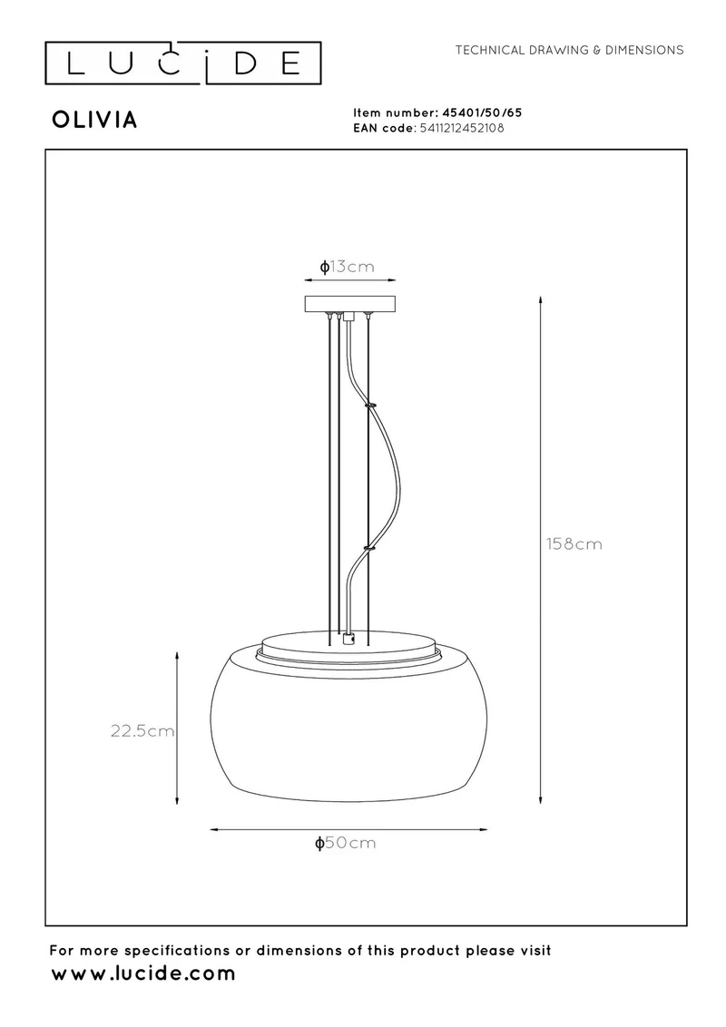 Pendelleuchte Olivia 3-flammig mit Rauchglasschirm Ø 50cm höhenverstellbar