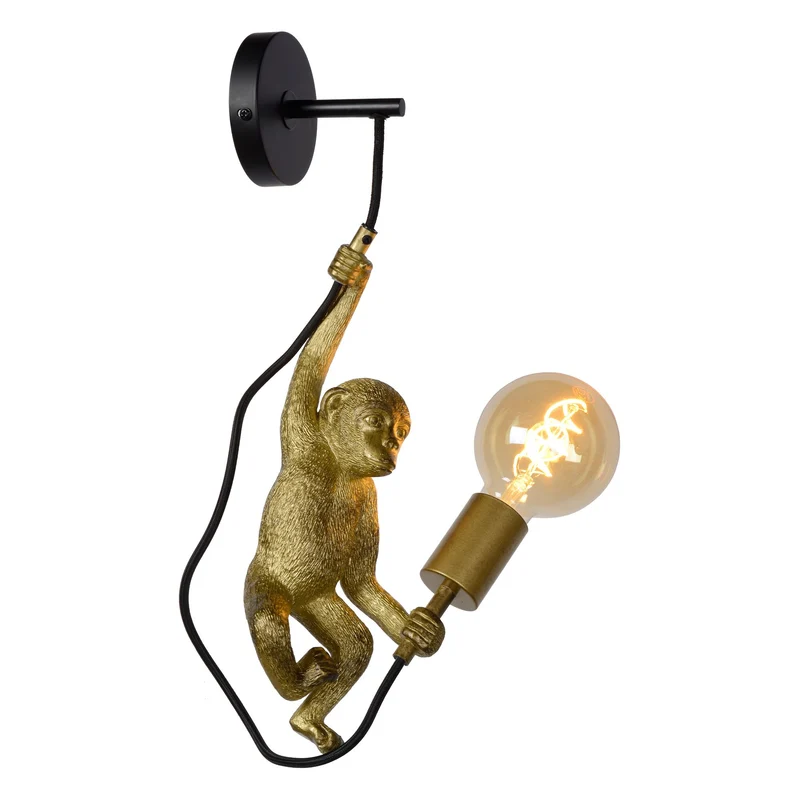 Wandleuchte Extravaganza Chimp Affenfigur Retro Schwarz, Gold