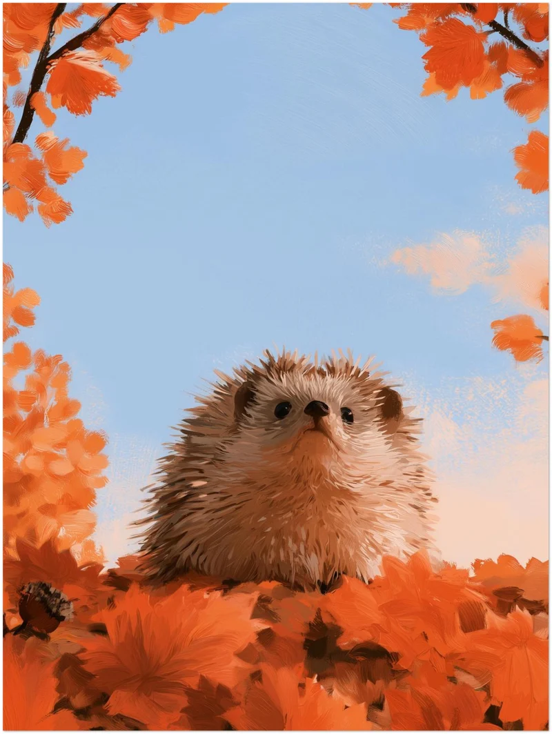 Igel unterm Herbsthimmel Poster