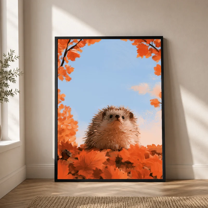 Igel unterm Herbsthimmel Poster