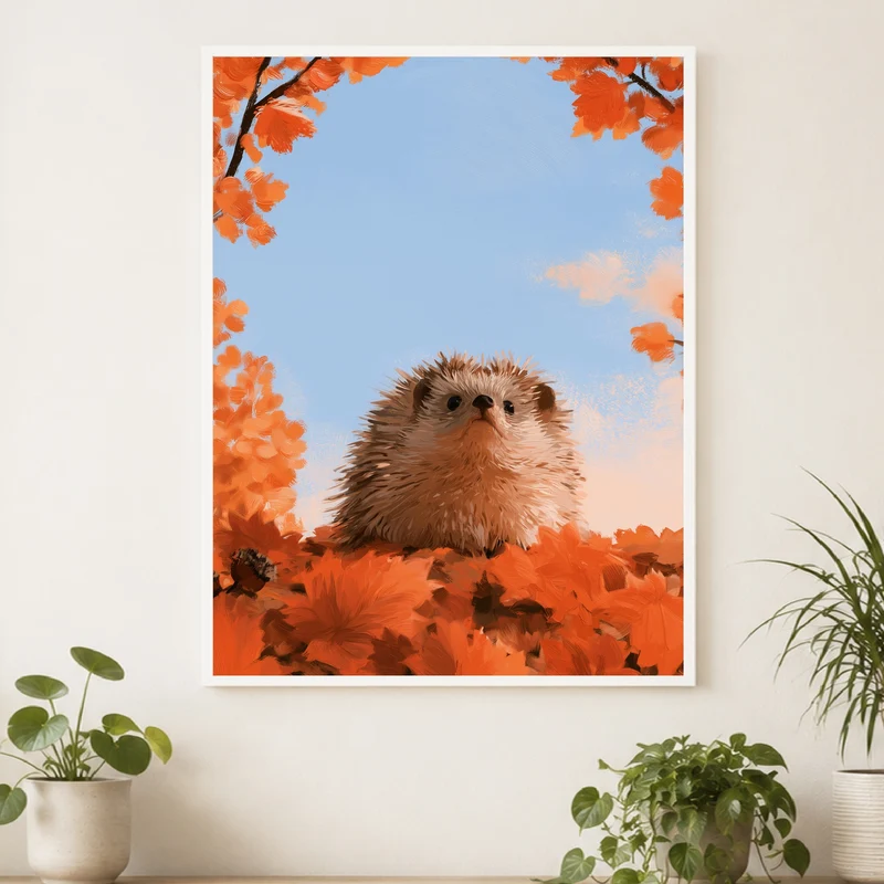 Igel unterm Herbsthimmel Poster