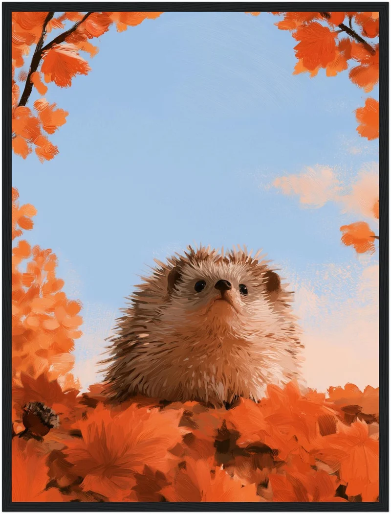 Igel unterm Herbsthimmel Poster