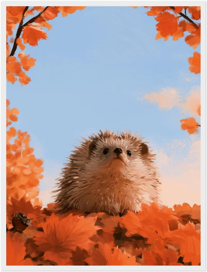 Igel unterm Herbsthimmel Poster