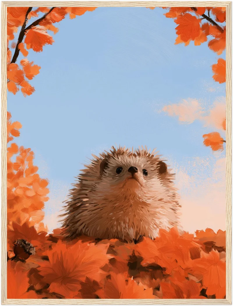 Igel unterm Herbsthimmel Poster