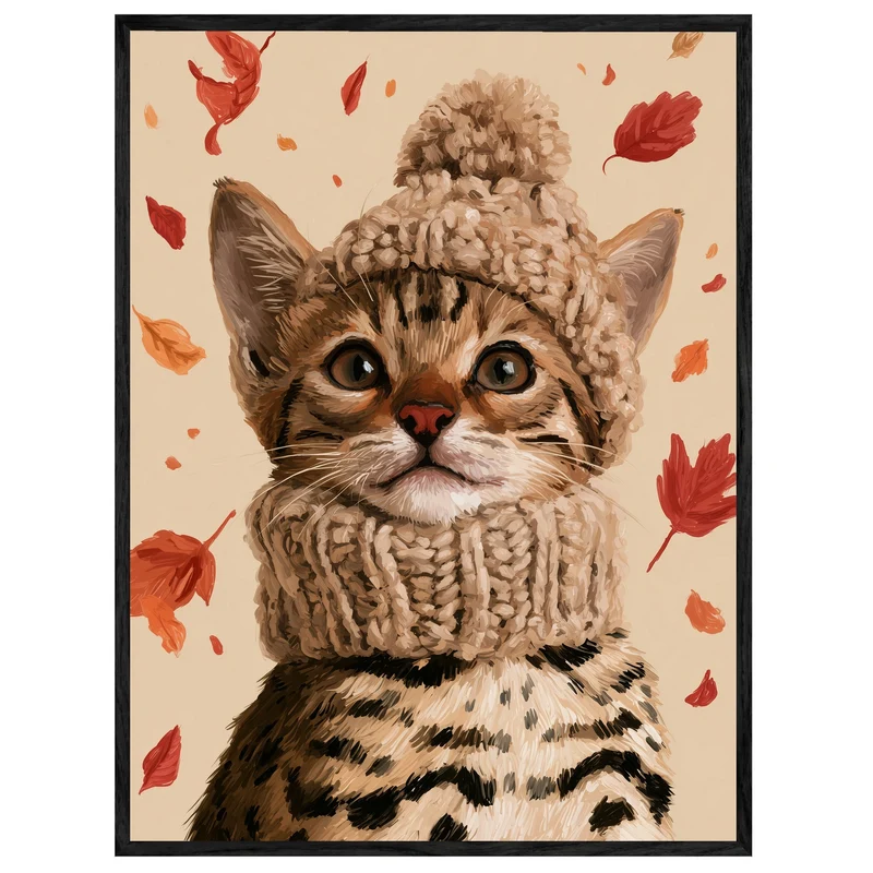 Kätzchen im Herbstwind Leinwand