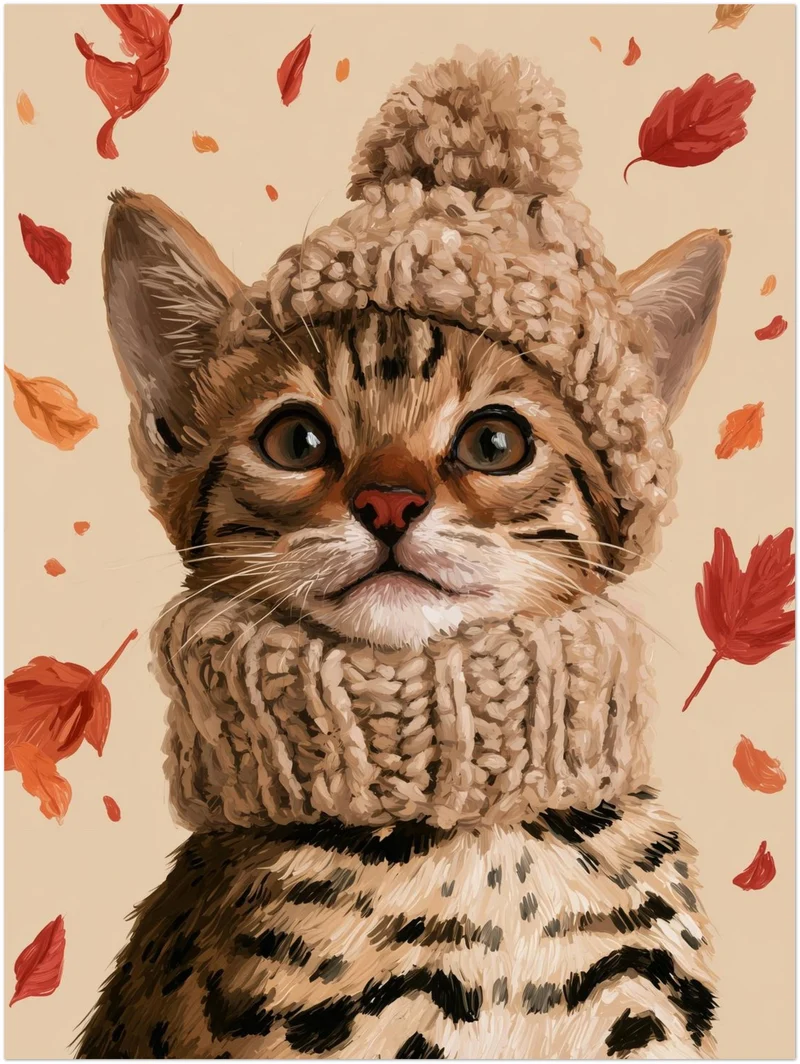 Kätzchen im Herbstwind Poster
