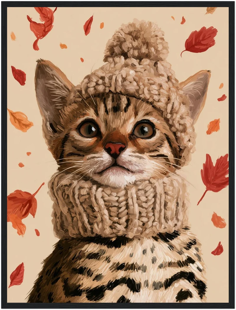 Kätzchen im Herbstwind Poster