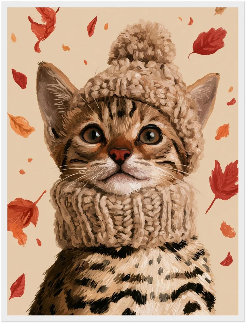 Kätzchen im Herbstwind Poster