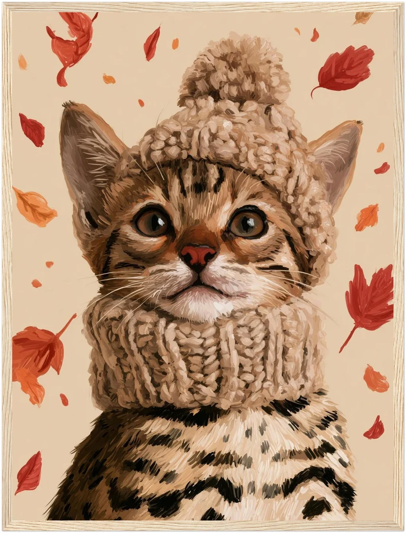 Kätzchen im Herbstwind Poster