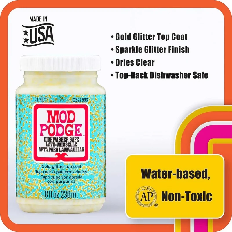Mod Podge - Dishwasher Safe Glitter Gold 8oz