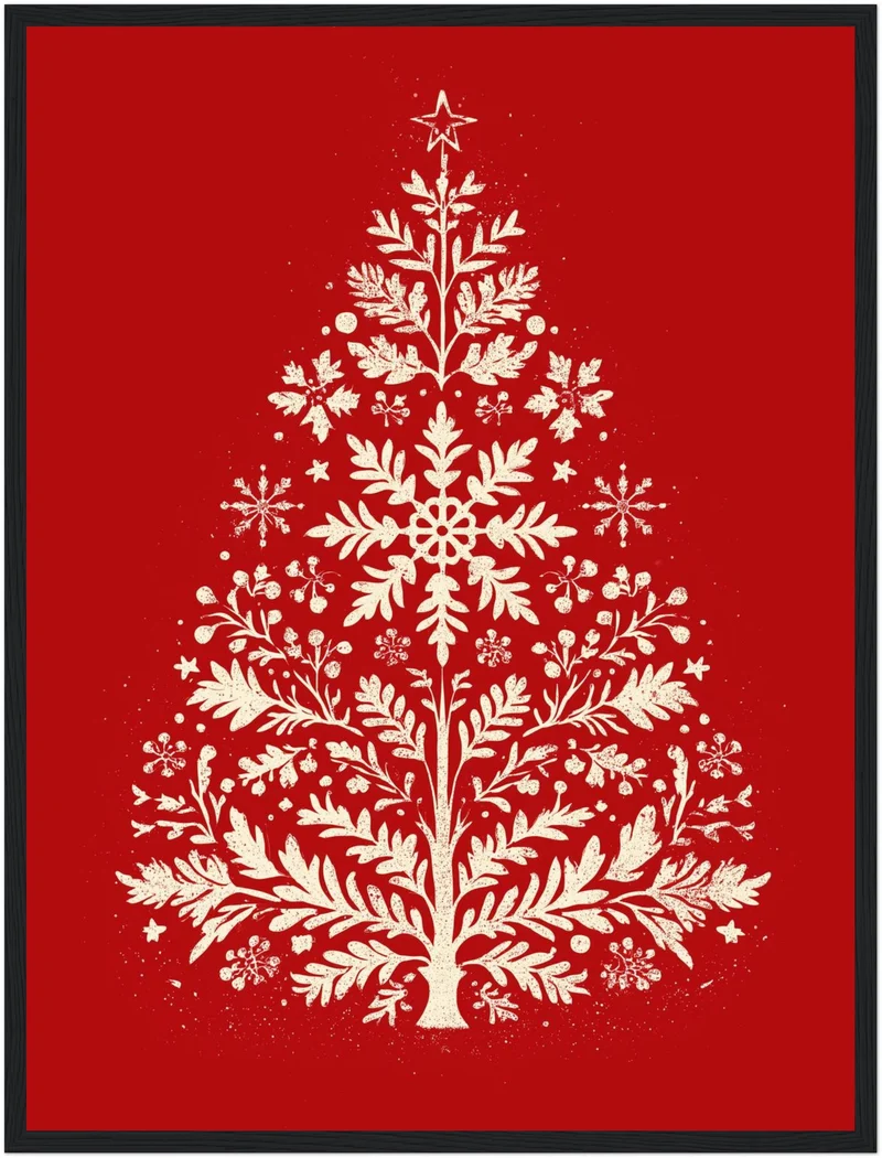 Weihnachtsbaum Retro Botanik Poster