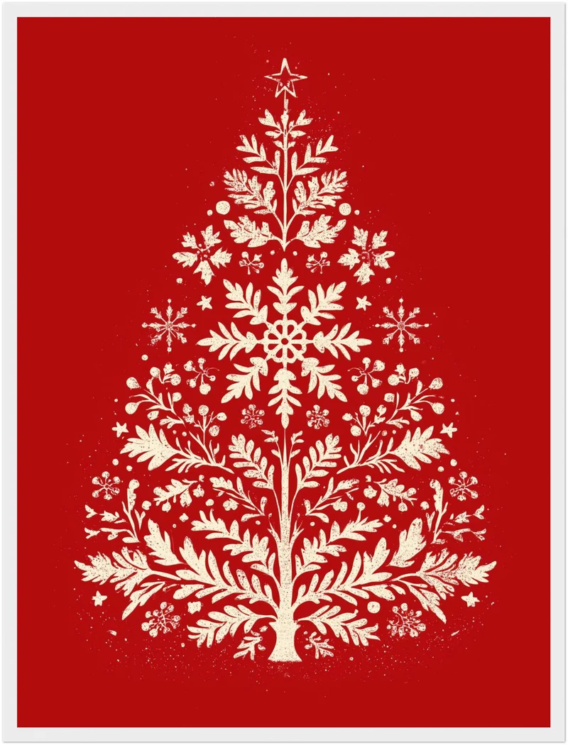 Weihnachtsbaum Retro Botanik Poster