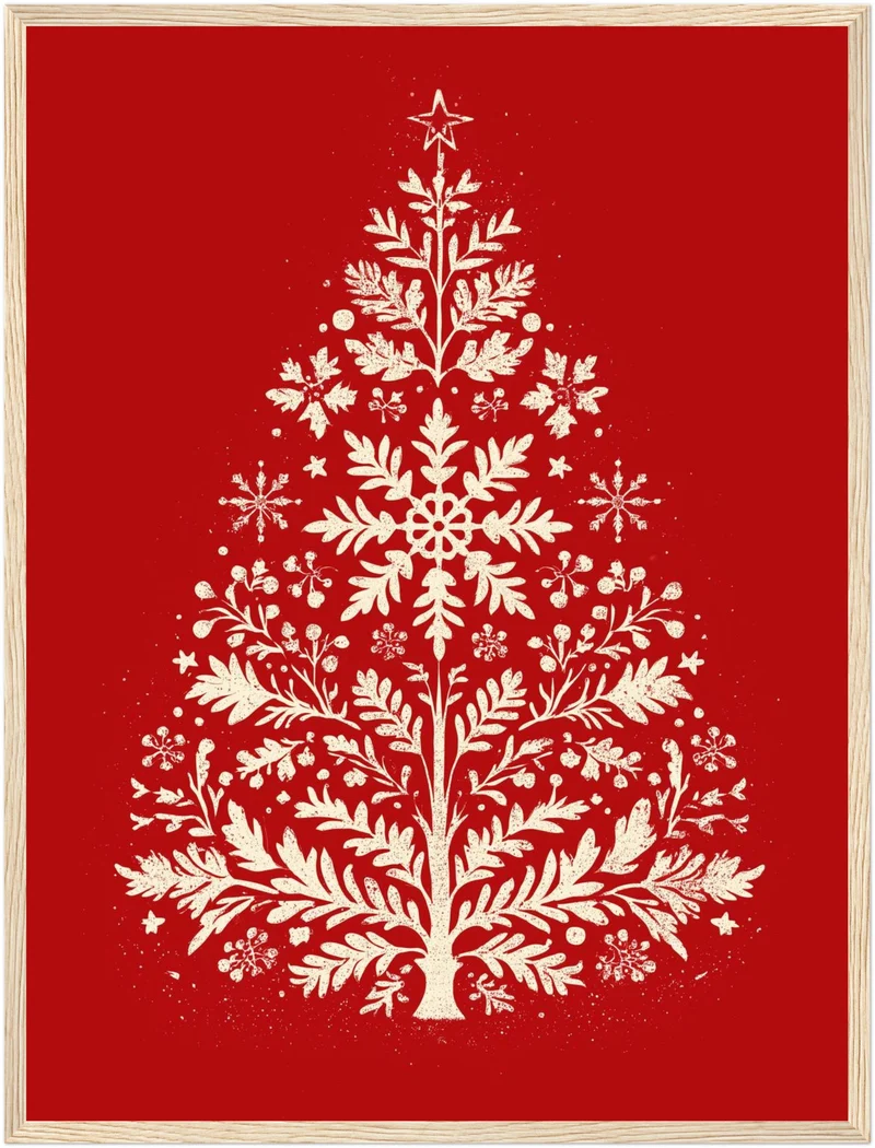 Weihnachtsbaum Retro Botanik Poster