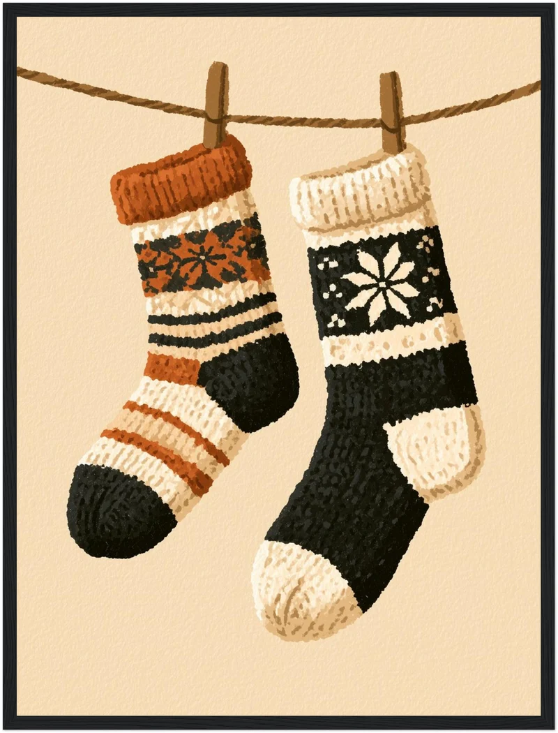 Winterliche Wollsocken Retro Poster