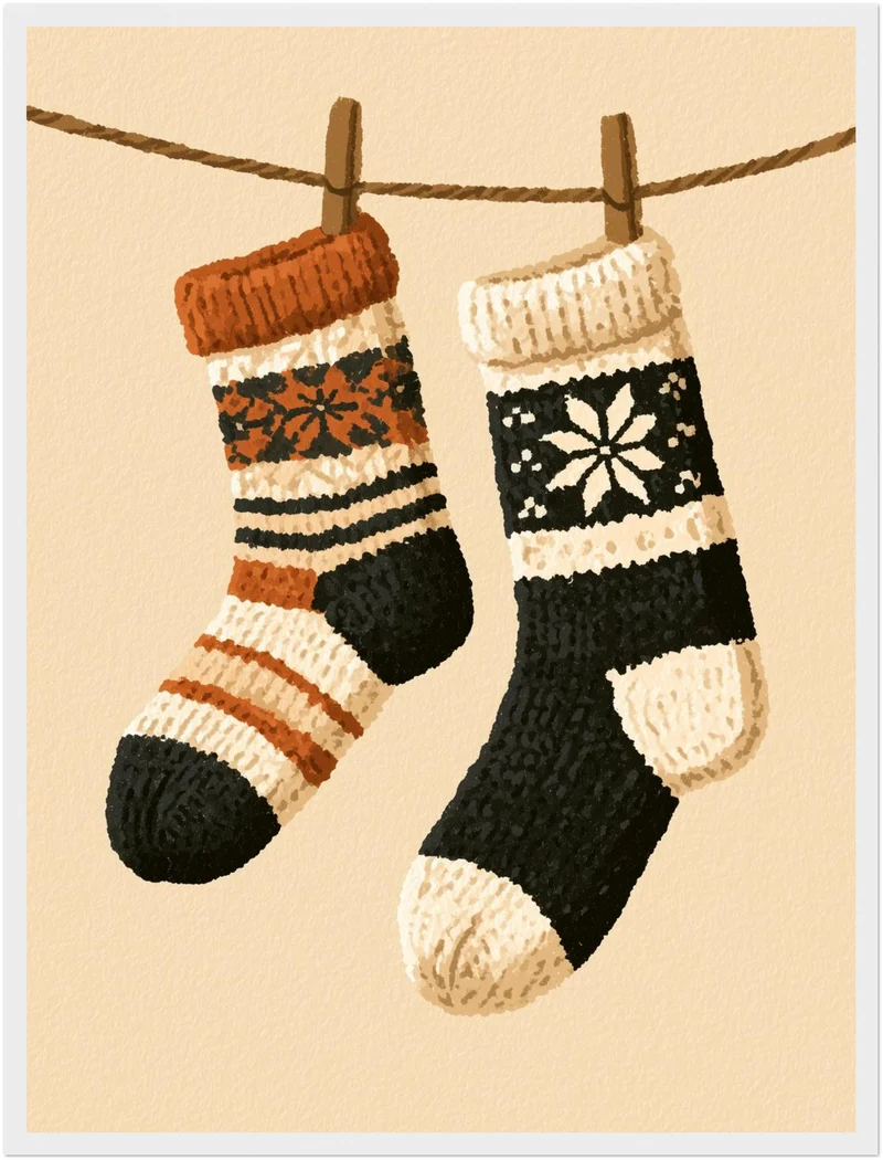 Winterliche Wollsocken Retro Poster