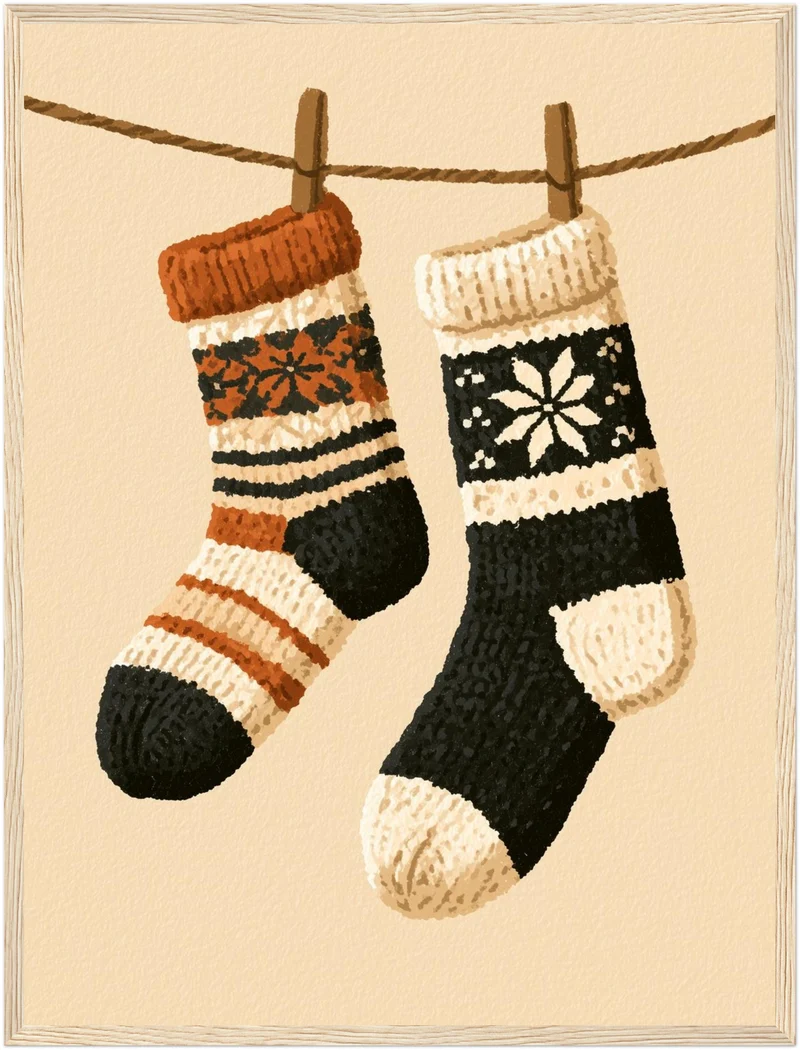 Winterliche Wollsocken Retro Poster