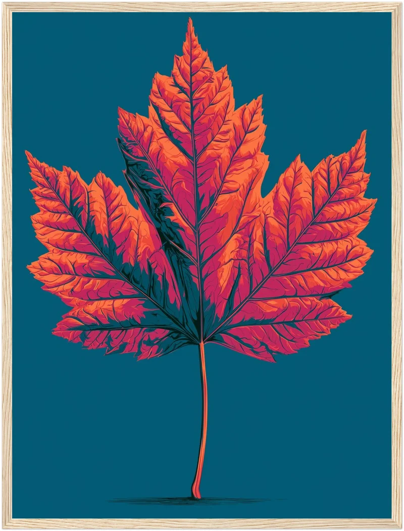 Ahornblatt im Retro-Glanz Poster