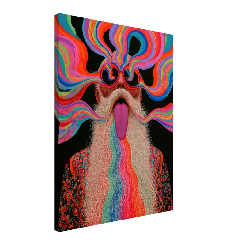 Psychedelischer Alter mit Bart Leinwand