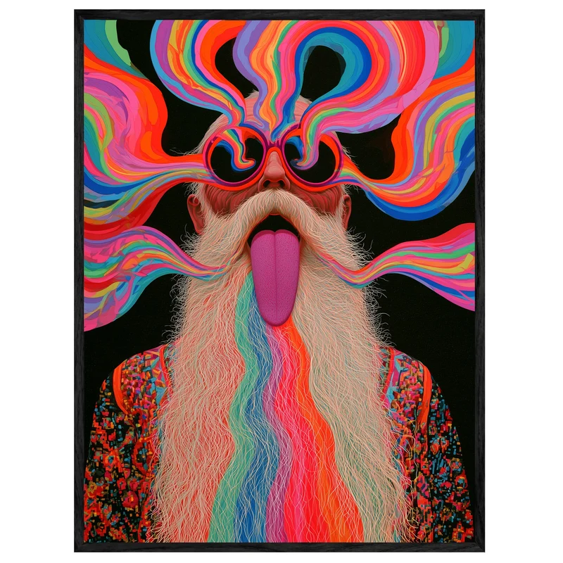 Psychedelischer Alter mit Bart Leinwand