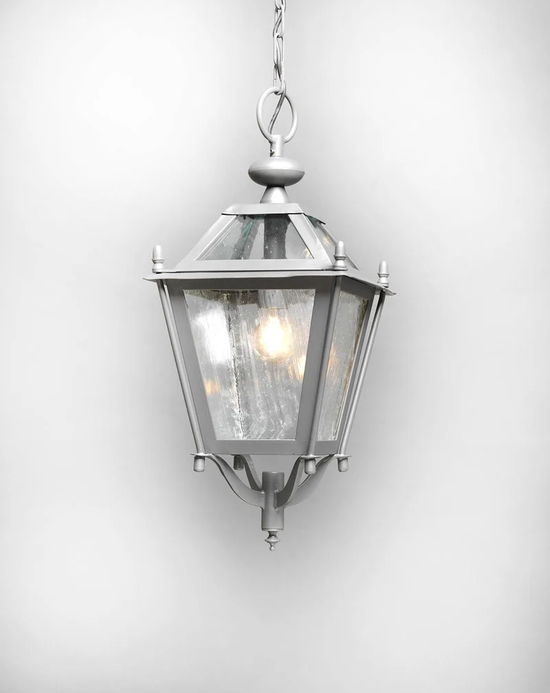 Casa Padrino Luxus Außen Hängeleuchte Laterne Grau B. 25 x H. 45 cm - Handgefertigte Laterne aus Schmiedeeisen - Luxus Kollektion - Edel & Prunkvoll