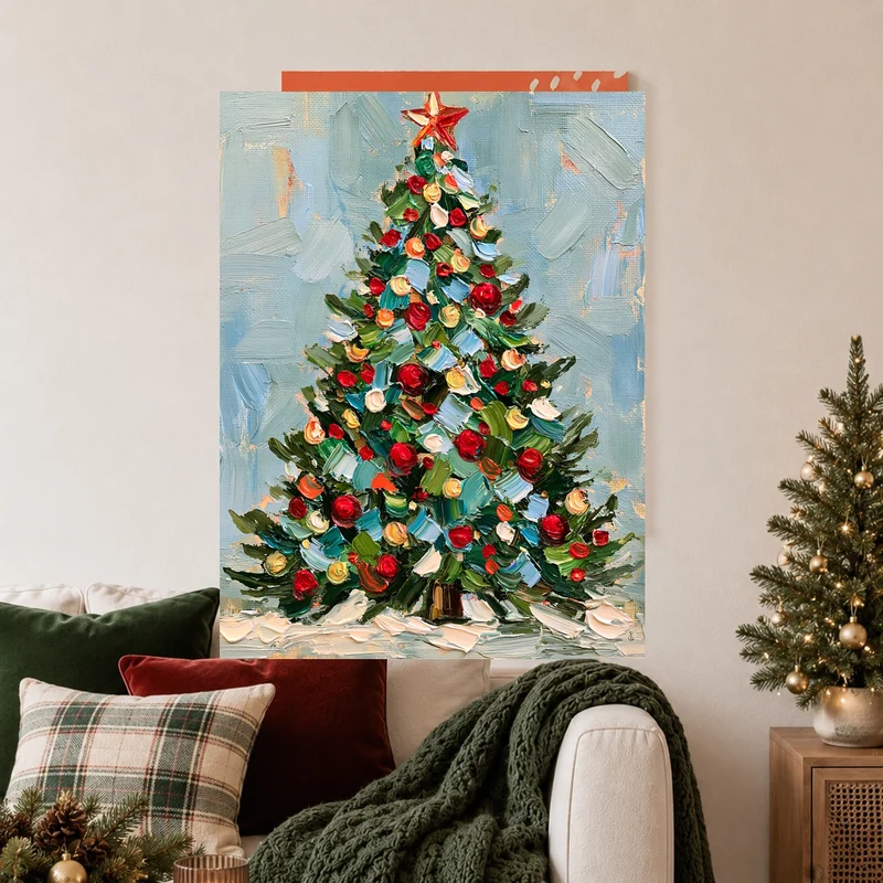 Weihnachtsbaum im Ölgemälde-Stil Leinwand