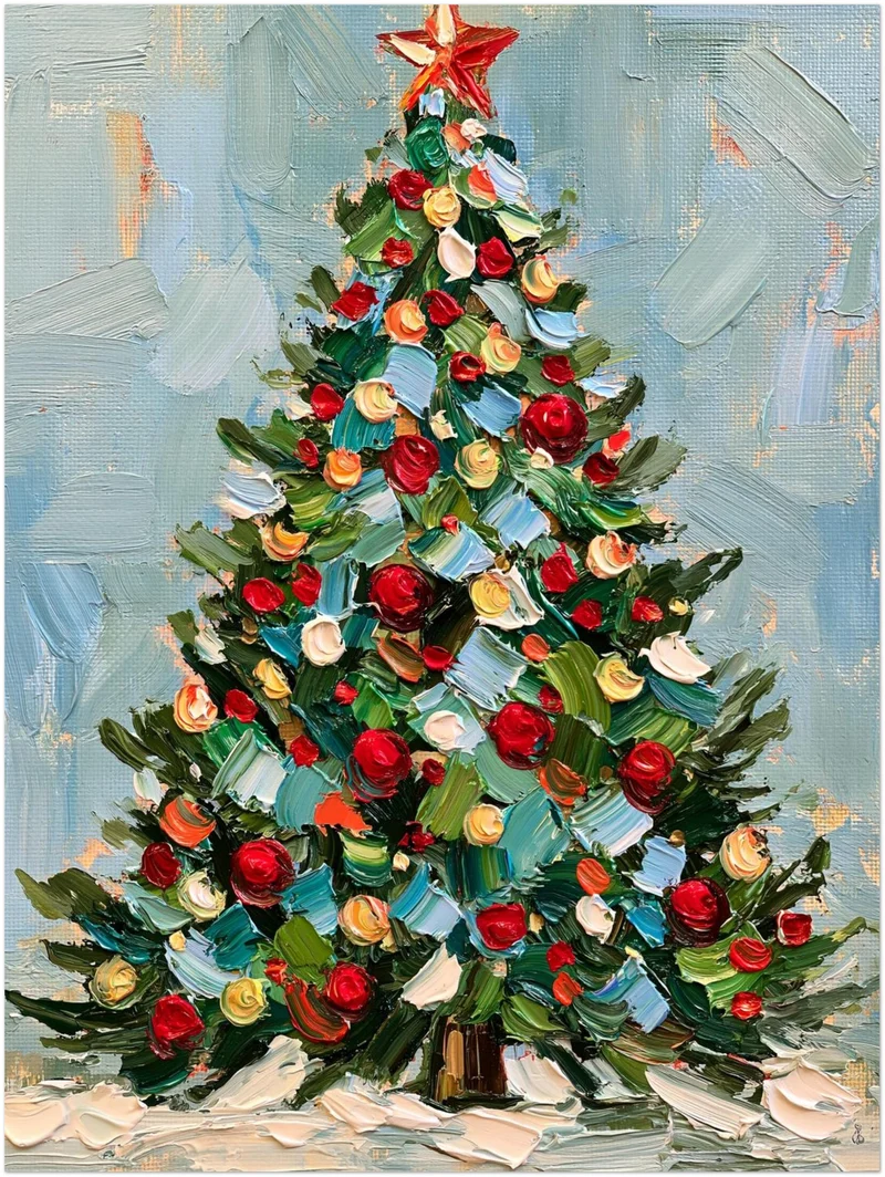 Weihnachtsbaum im Ölgemälde-Stil Poster