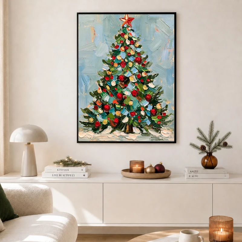 Weihnachtsbaum im Ölgemälde-Stil Poster