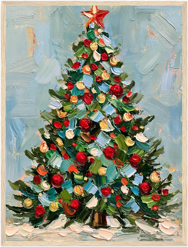 Weihnachtsbaum im Ölgemälde-Stil Poster
