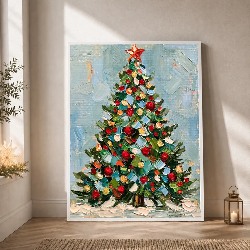 Weihnachtsbaum im Ölgemälde-Stil Poster