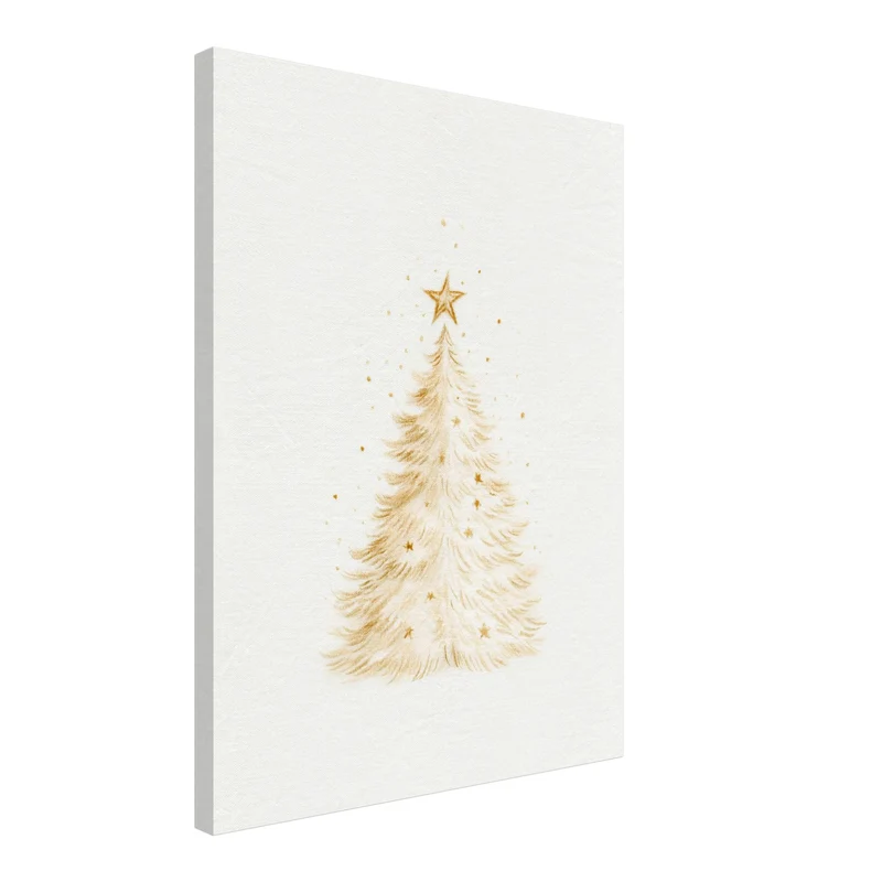 Goldener Weihnachtsbaum im Schnee Leinwand