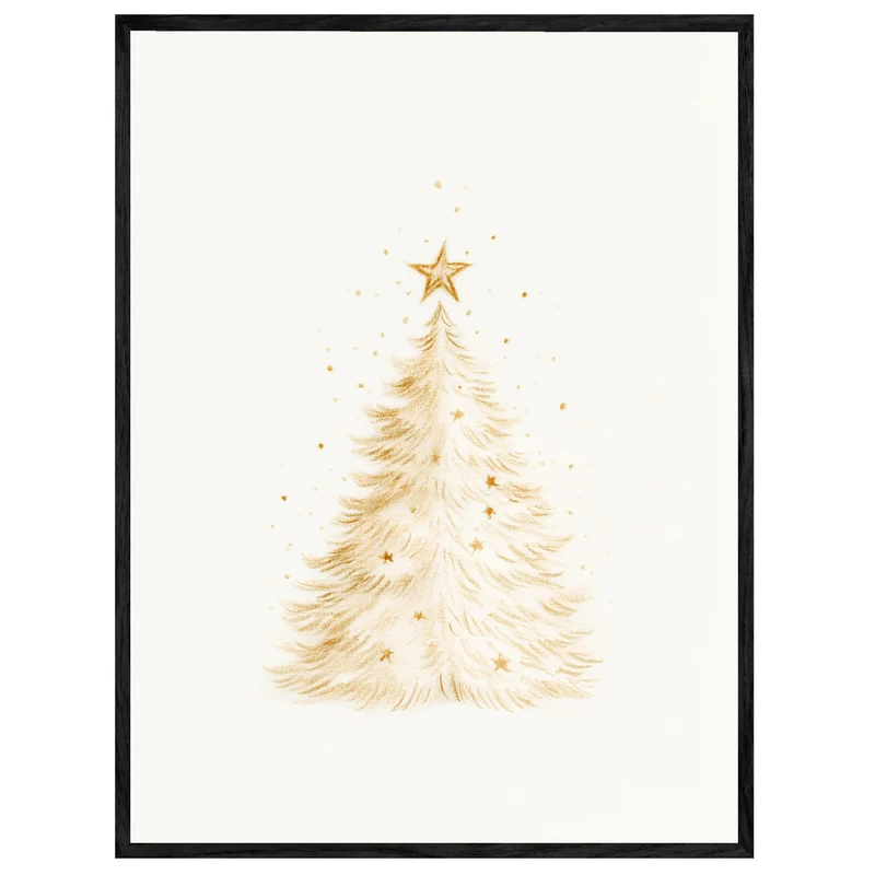 Goldener Weihnachtsbaum im Schnee Leinwand