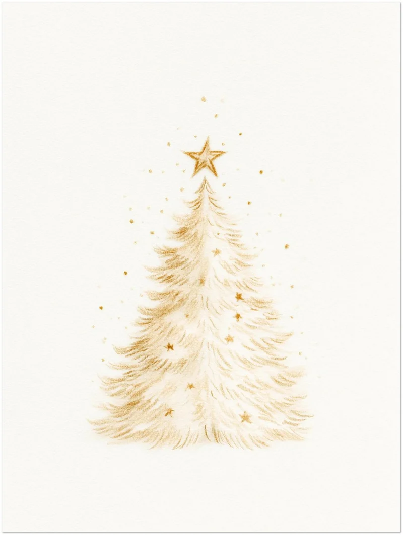 Goldener Weihnachtsbaum im Schnee Poster