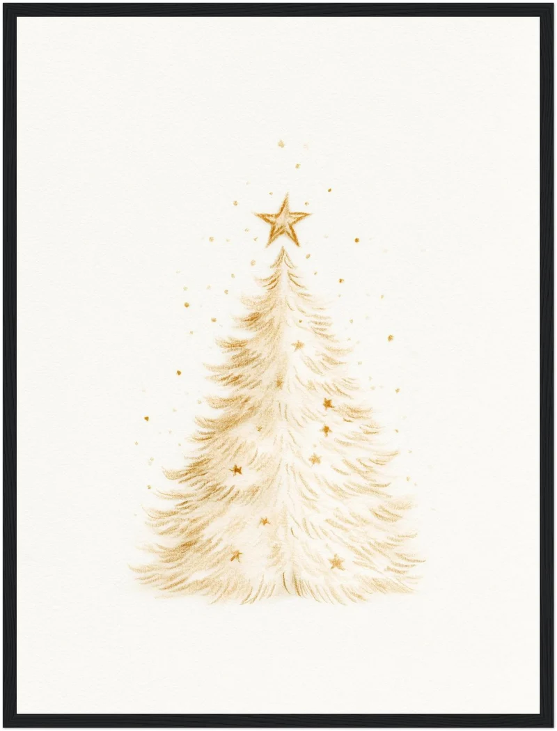 Goldener Weihnachtsbaum im Schnee Poster