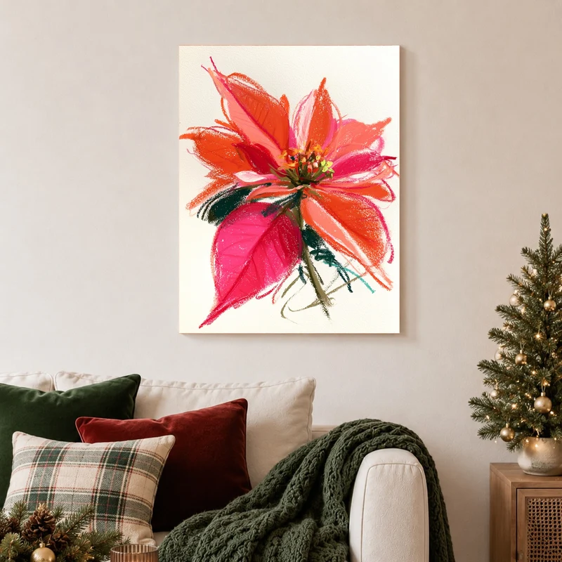 Wilde Poinsettia in rot Leinwand