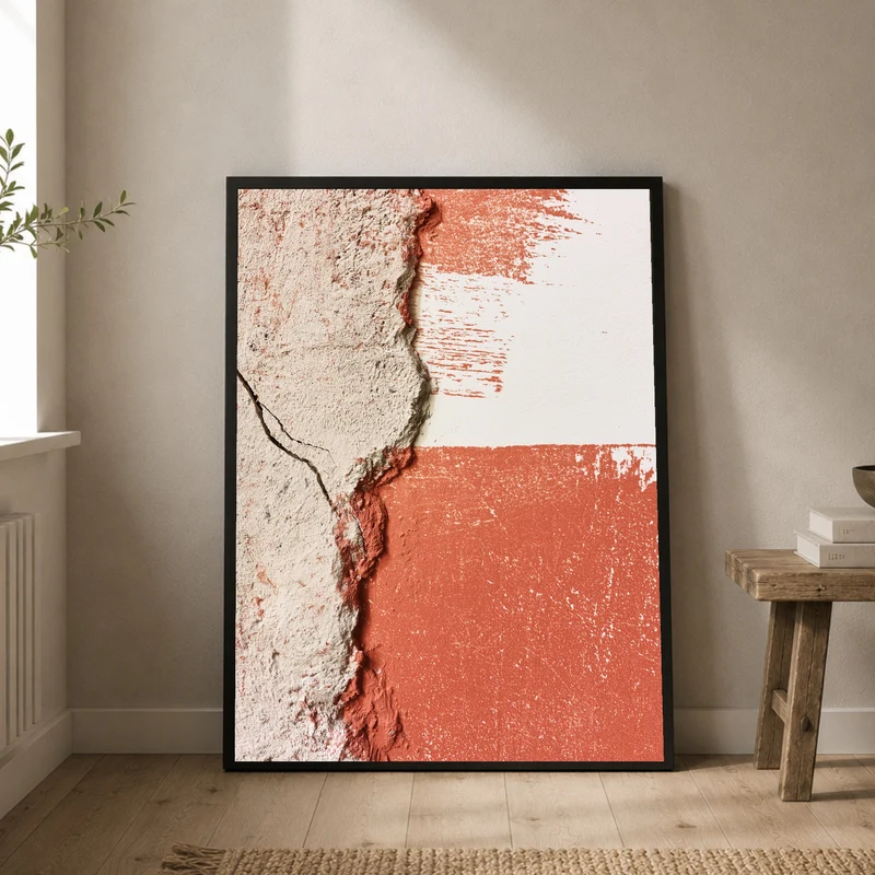 Gerissener Putz in Terrakotta Poster