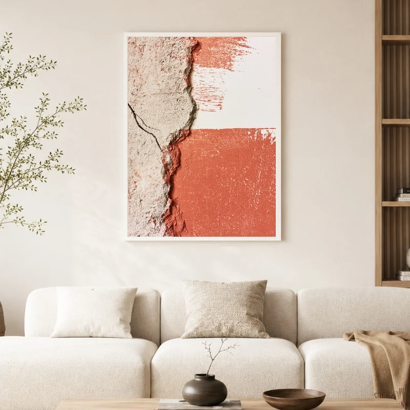 Gerissener Putz in Terrakotta Poster