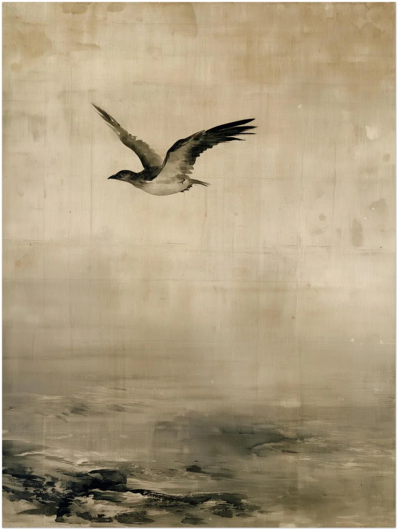 Möwe über stilles Wasser Poster