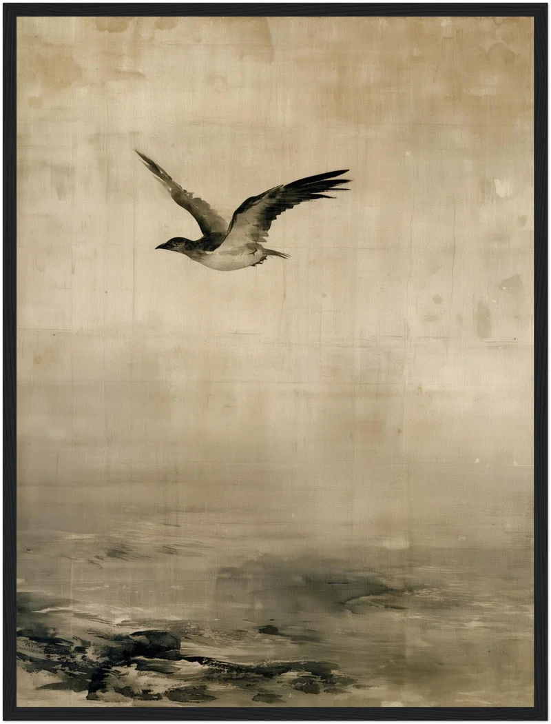 Möwe über stilles Wasser Poster