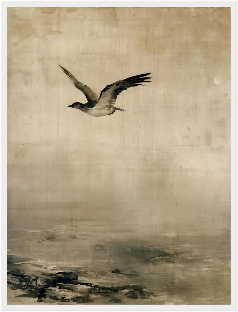 Möwe über stilles Wasser Poster