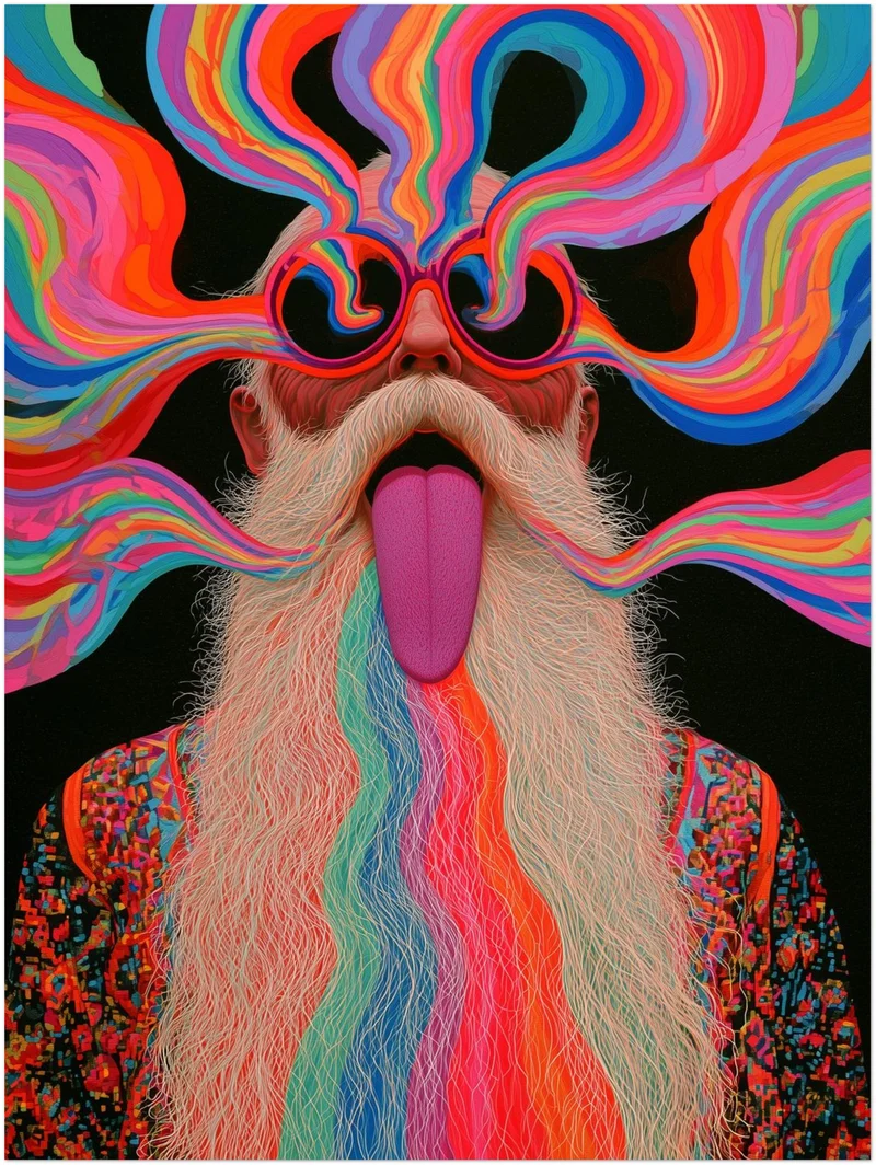 Psychedelischer Alter mit Bart Poster