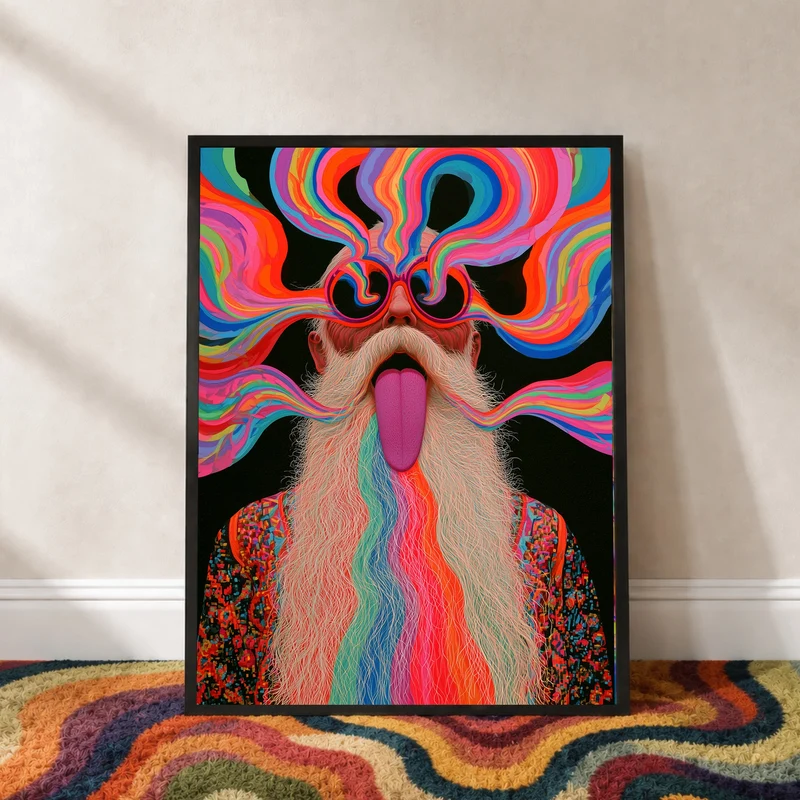 Psychedelischer Alter mit Bart Poster