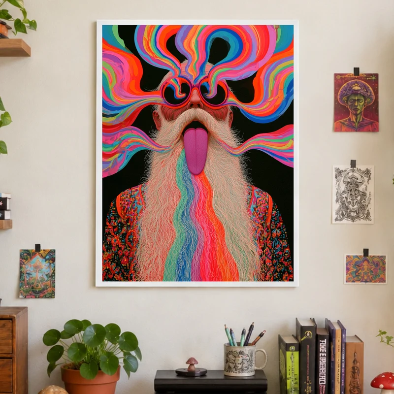 Psychedelischer Alter mit Bart Poster
