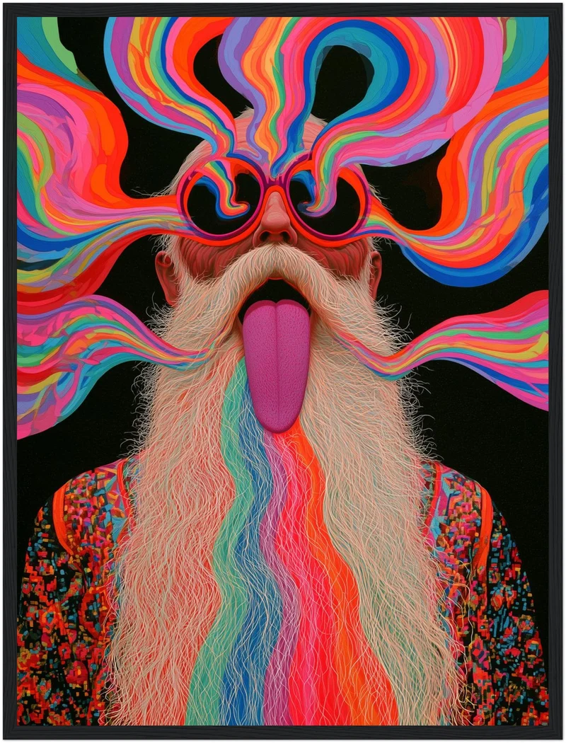 Psychedelischer Alter mit Bart Poster