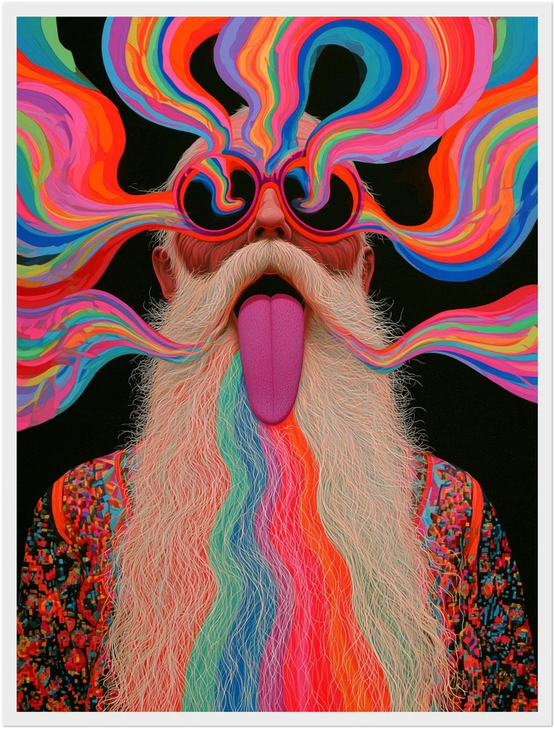 Psychedelischer Alter mit Bart Poster