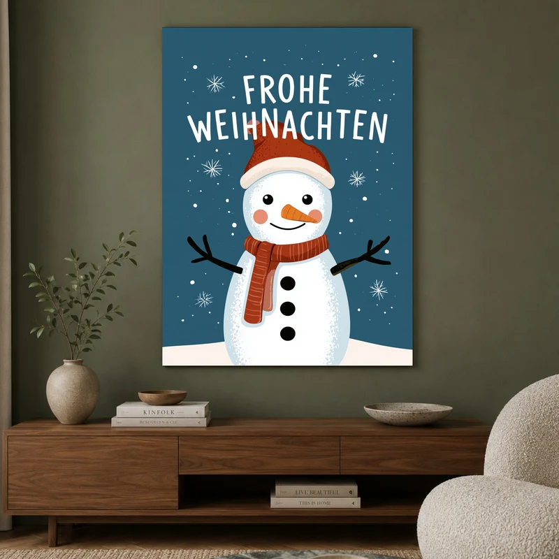Frohe Weihnachten Schneemann Leinwand