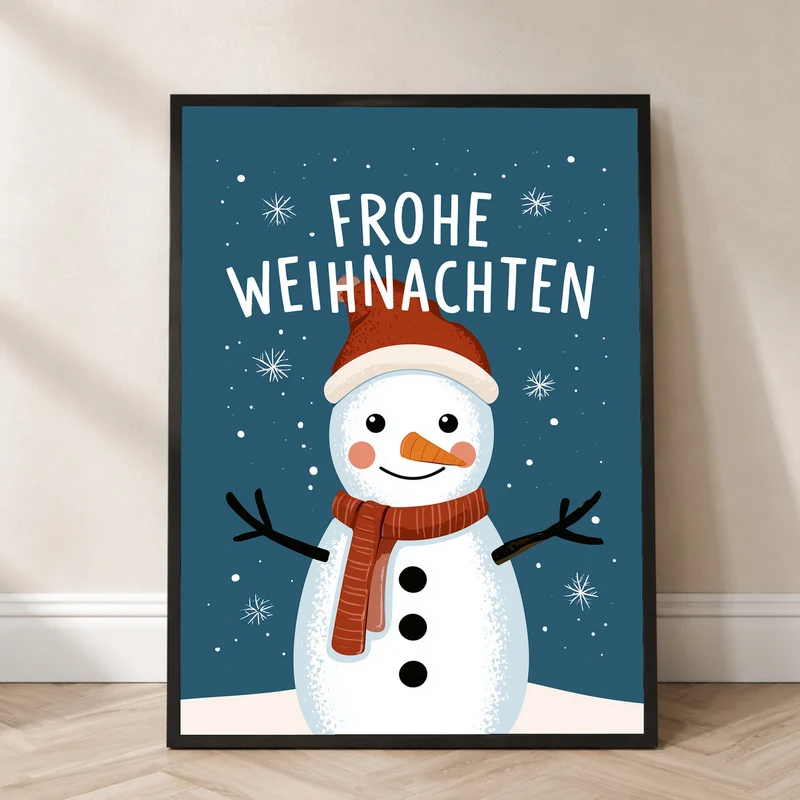 Frohe Weihnachten Schneemann Poster
