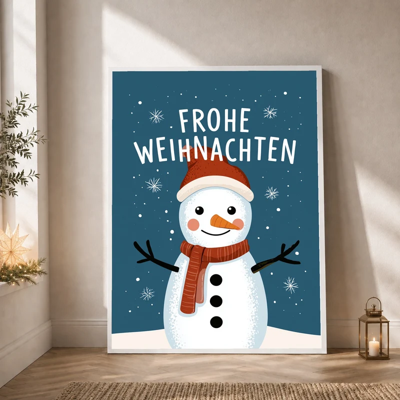 Frohe Weihnachten Schneemann Poster