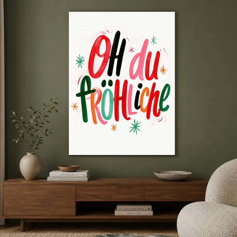 Oh du Fröhliche Lettering Leinwand