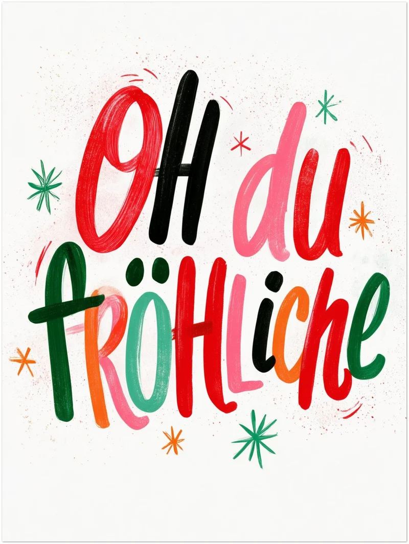 Oh du Fröhliche Lettering Poster